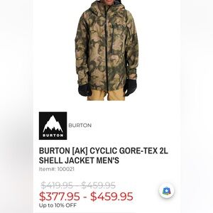 Burton Men's Green Camouflage Snowboard Jacket